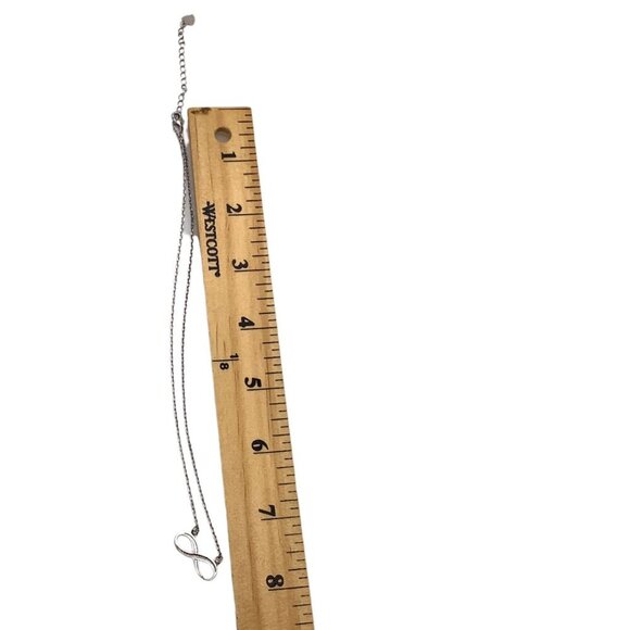 Sterling Silver Infinity Pendant Necklace With Heart Charm Extension - Picture 6 of 10